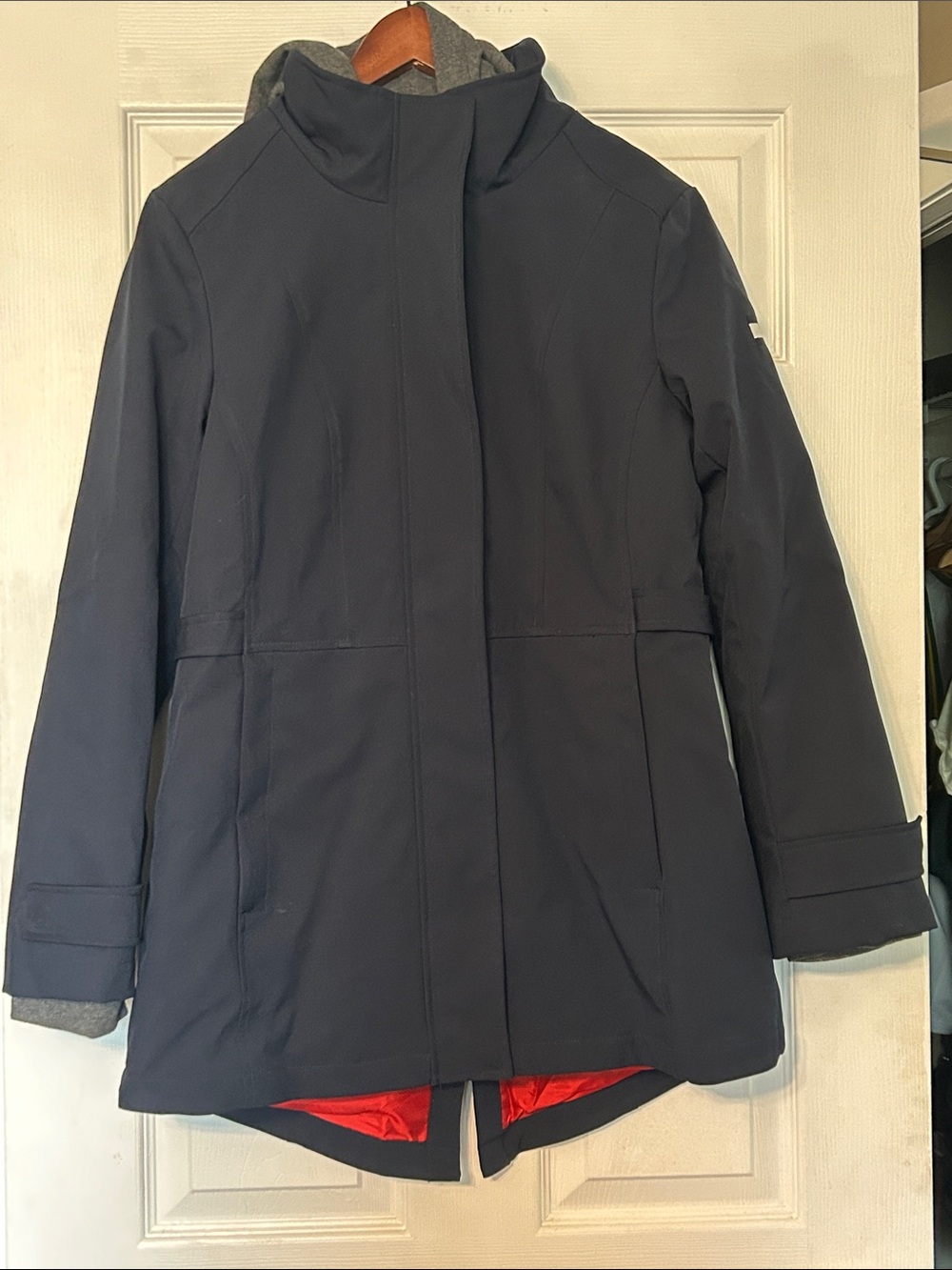 Tommy Hilfiger Navy Trench Coat with Red Lining